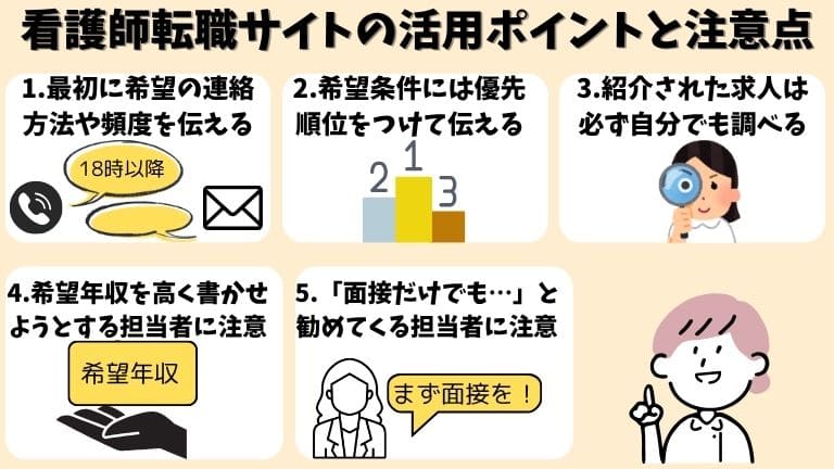 看護師転職サイト 活用ポイント　注意点